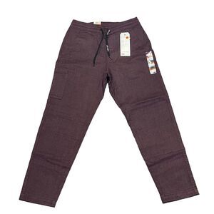 Levis Mens Pull On Taper Cropped Pants Bay Berry Red New